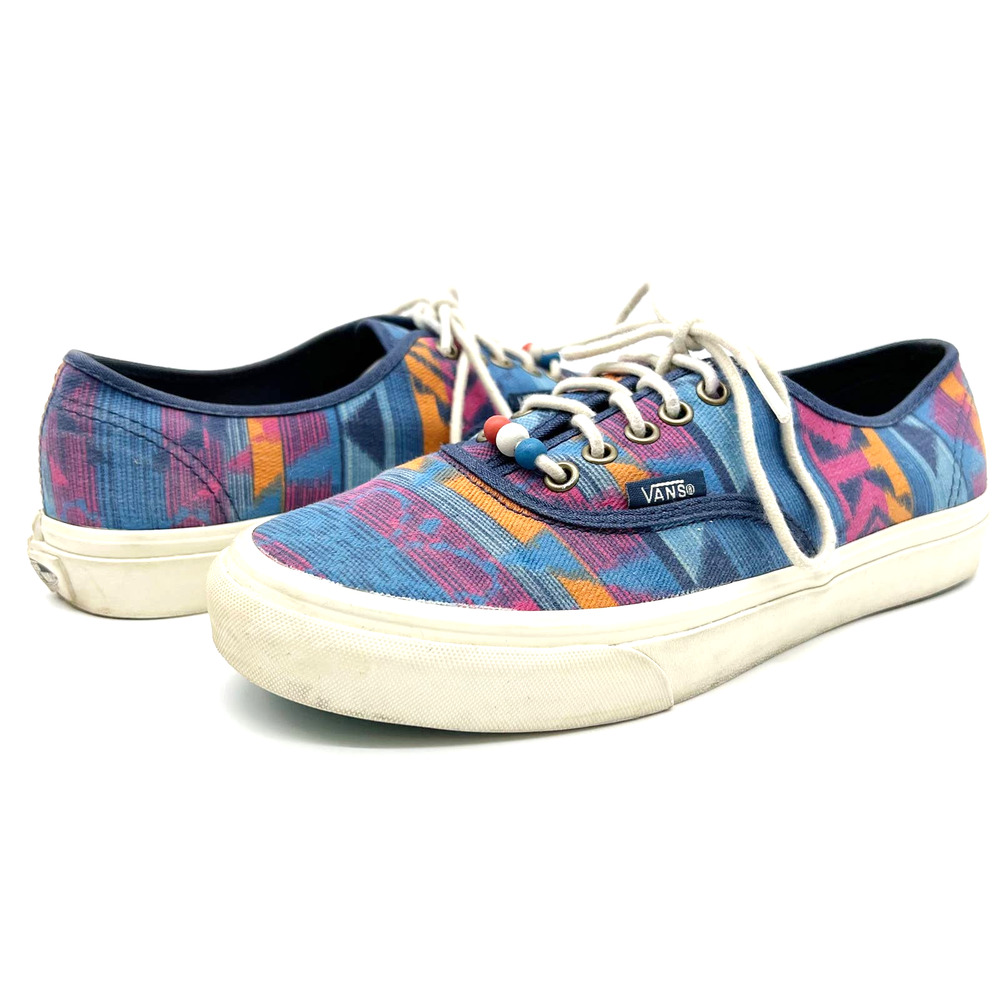 Vans Sneakers Aztec Print Blue Pink Orange Beaded Men 5 Women 6.5